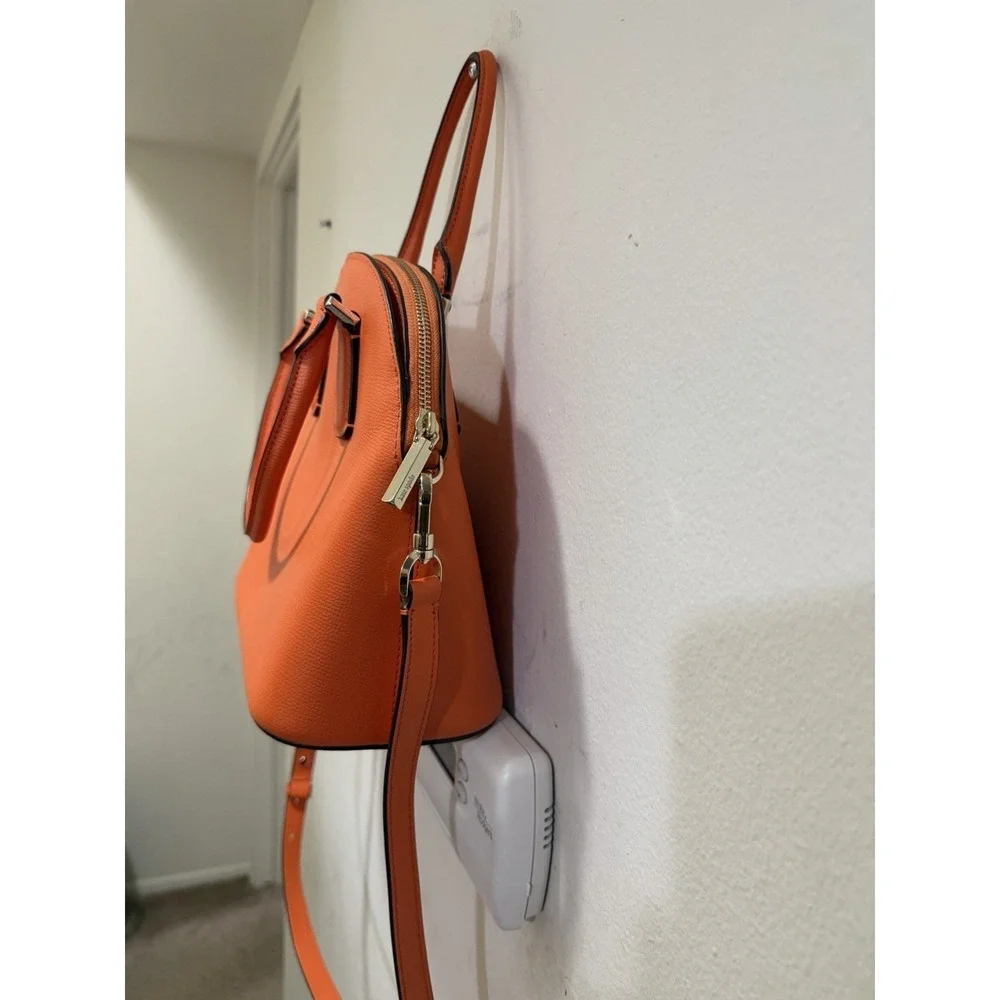 Kate Spade Sylvia Large Dome Satchel Pumpkin Orange Leather Handbag PXRUA271